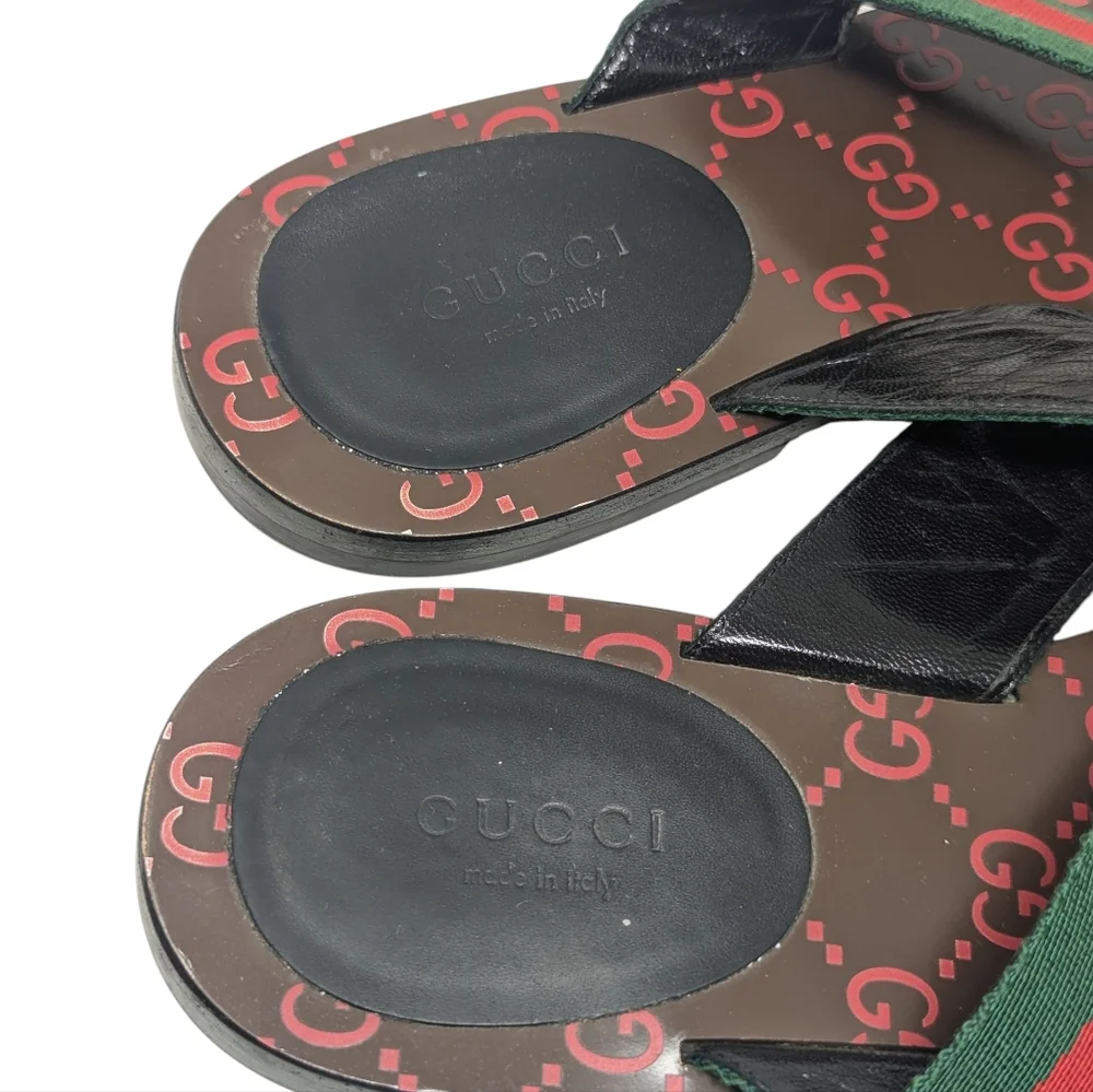 Gucci Kika Interlocking GG Red Green Thong Flip Flop Sandal Size EU 38 - Picture 7 of 16